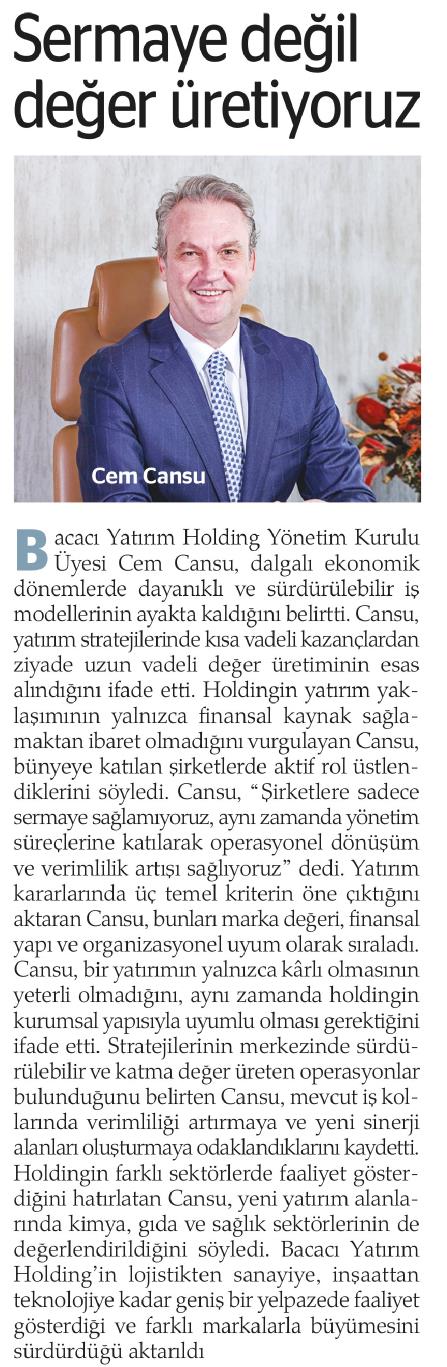 Sermaye değil değer üretiyoruz