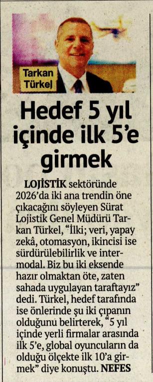 Nefes Gazetesi – Hedef 5 yıl içinde ilk 5’e girmek