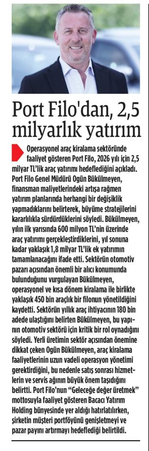 Port Filo'dan, 2,5 milyarlık yatırım