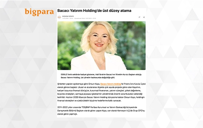 Bacacı Yatırım Holding'de üst düzey atama