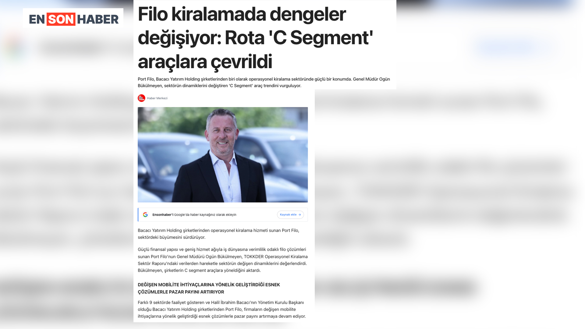 Filo Kiralamada Dengeler Değişiyor: Rota “C Segment” araçlara çevrildi