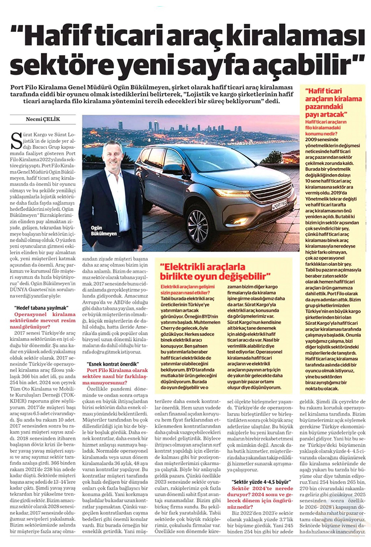 Hafif ticari araç kiralaması sektöre yeni sayfa açabilir