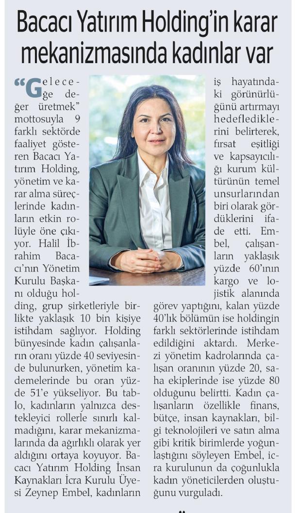 Bacacı Yatırım Holding'in karar mekanizmasında kadınlar var
