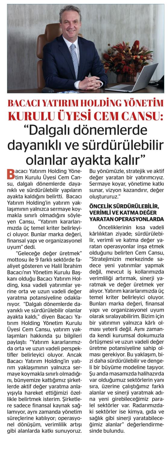 Dalgalı dönemlerde dayanıklı ve sürdürülebilir olanlar ayakta kalır