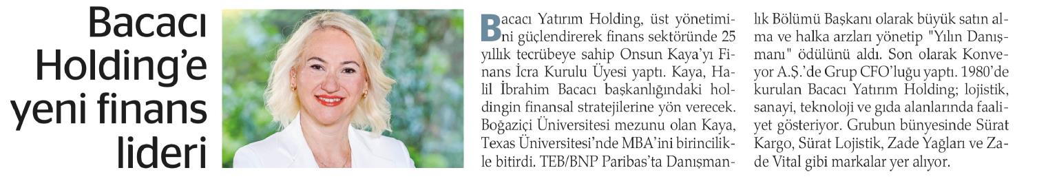 Bacacı Holding'e yeni finans lideri