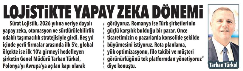 Posta Gazetesi – Lojistikte yapay zeka dönemi