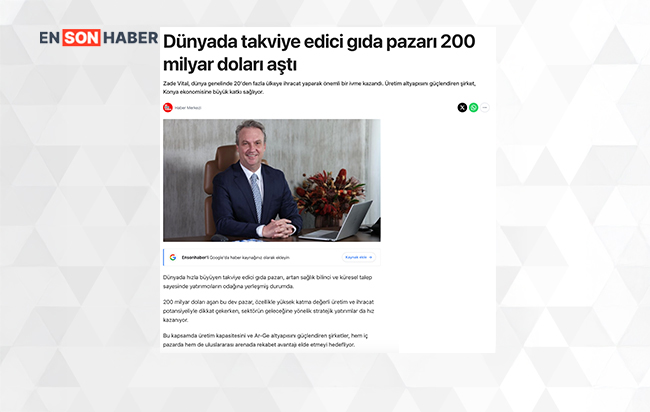 Dünyada takviye edici gıda pazarı 200 milyon doları aştı