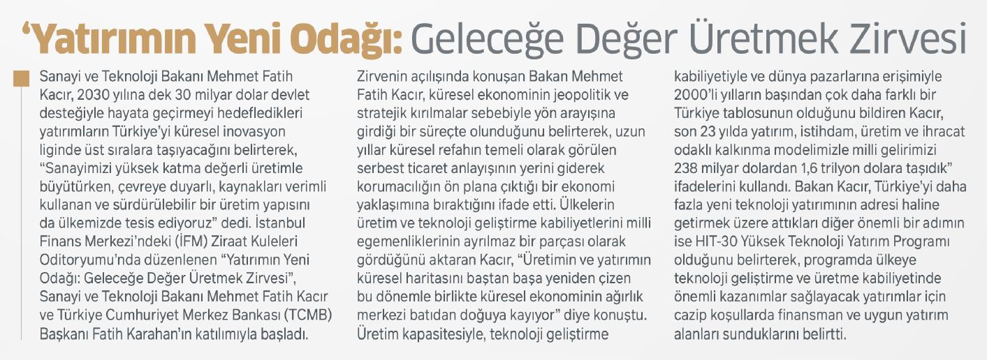 Yatırımın Yeni Odağı: Geleceğe Değer Üretmek Zirvesi