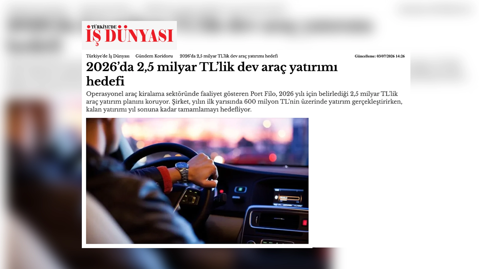 2026’da 2,5 milyar TL’lik dev araç yatırımı hedefi