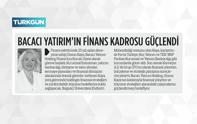 Bacacı Yatırım'ın finans kadrosu güçlendi