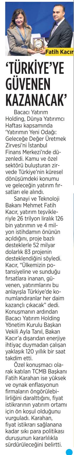 Türkiye'ye güvenen kazanacak
