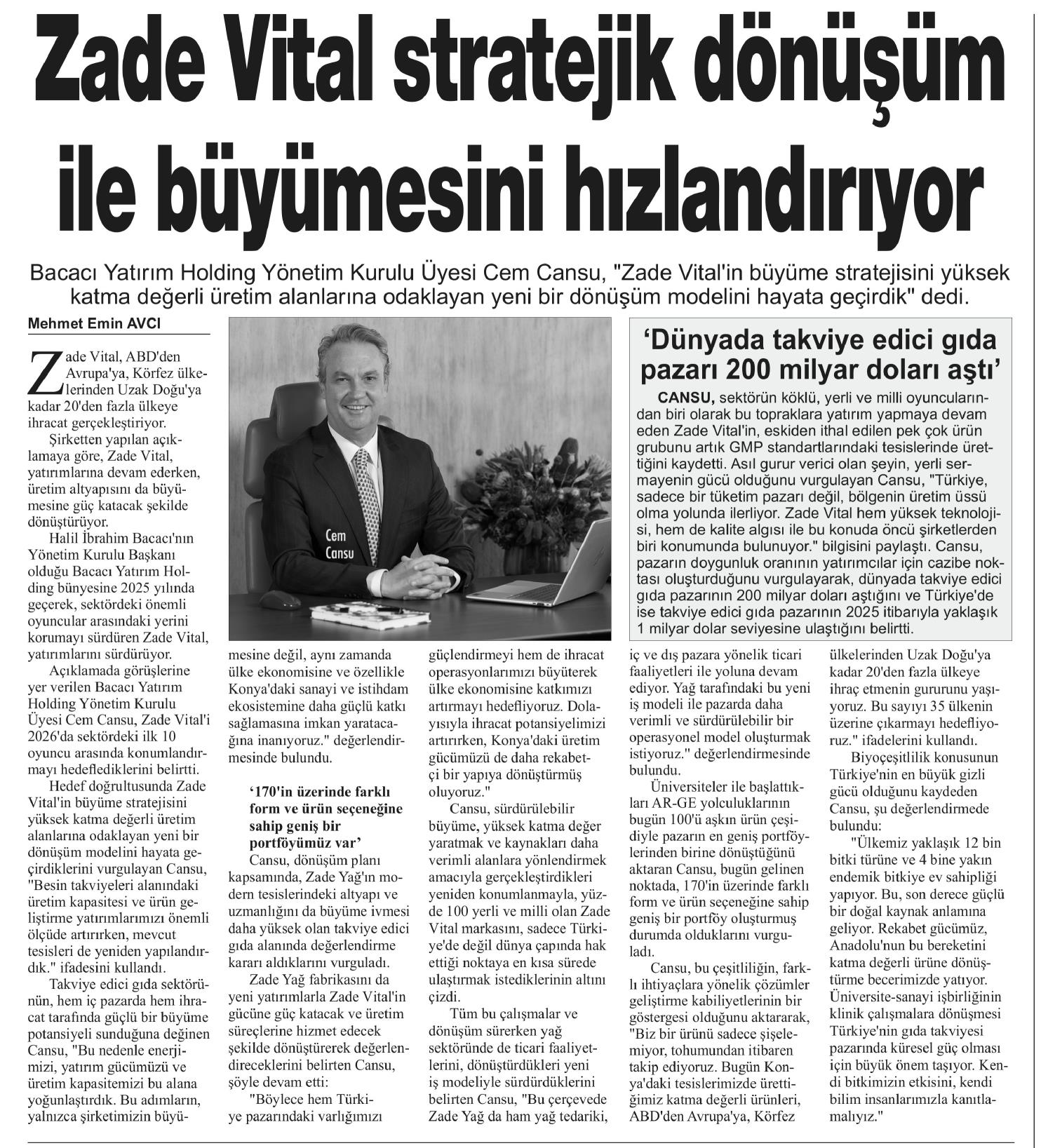 Zade Vital stratejik dönüşüm ile büyümesini hızlandırıyor